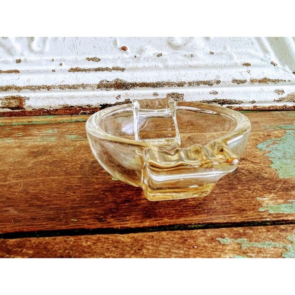 Vintage MCM Amber Art Glass Ash Tray - Picture 4 of 7